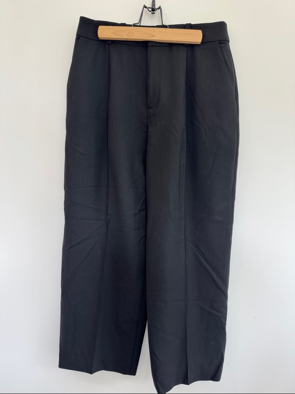 Club Monaco Black Wide-Leg Tailored Trousers
